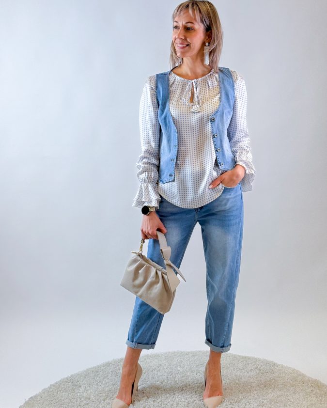 Mom fit džinsa auduma bikses blue shadow